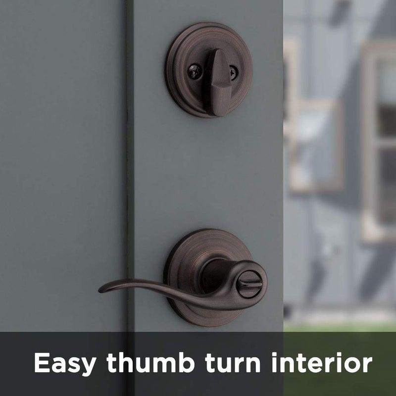 Kwikset 991 Tustin Entry Lever and Single Cylinder Deadbolt Combo Pack featuring SmartKey in Venetian Bronze (99910-041) - Image 5